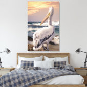 Pelican Ocean Beach Waves Sunset Leinwanddruck (Insitu (Schlafzimmer))