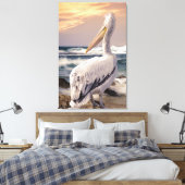 Pelican Ocean Beach Waves Sunset Leinwanddruck (Insitu (Schlafzimmer))