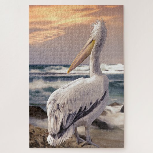 Pelican Ocean Beach Waves Sunset Puzzle (Vertikal)
