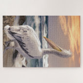 Pelican Ocean Beach Waves Sunset Puzzle (Horizontal)