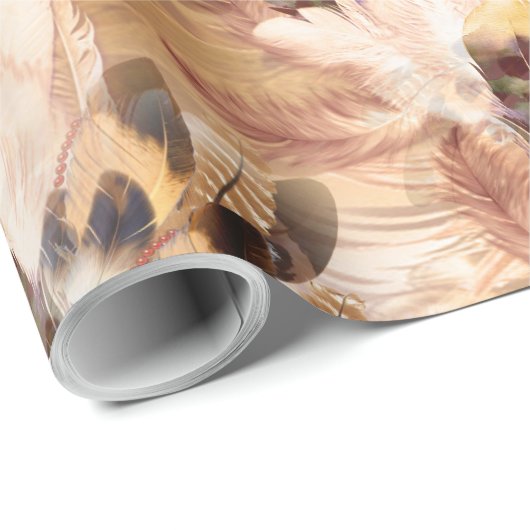 Pelican oder Hawk Feather Muster Geschenkpapier (Rolleneckpunkt)