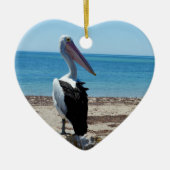 Pelican On Beach Rock, Keramik Ornament (Vorne)