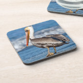 Pelican on the Beach Getränkeuntersetzer (Linke Seite)