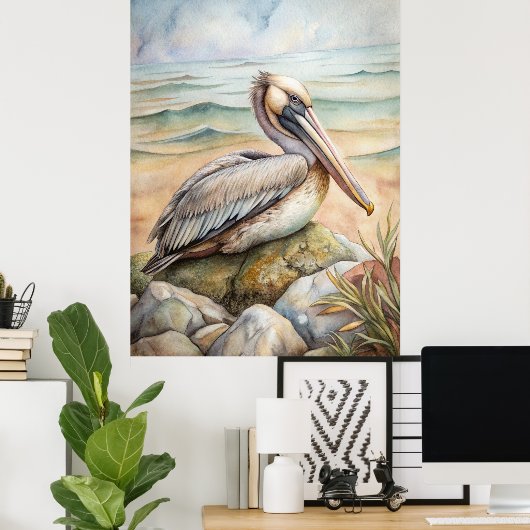 Pelican on the Beach Poster (Heimbüro)