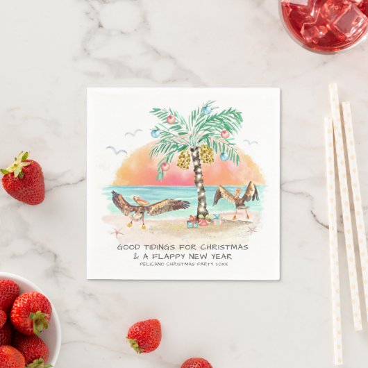 Pelican Palm Tree Funny Tropical Christmas Party Serviette (Beispiel)