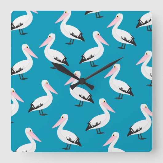 Pelican pattern quadratische wanduhr (Vorderseite)