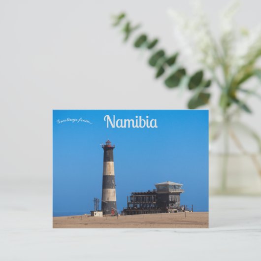 Pelican Point Lighthouse Walvis Bay Namibia Postkarte (Stehend Vorderseite)