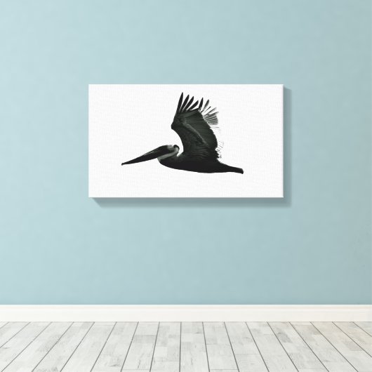Pelican Print - "In Flight" Leinwanddruck (Insitu (Holzboden))