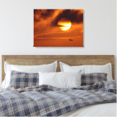 Pelican Soaring at Sunrise - Orange Sky Leinwanddruck (Insitu (Schlafzimmer))
