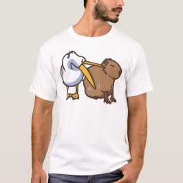Pelican Tries Capybara Funny Meme zu essen T-Shirt