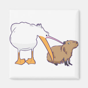 Pelican Tries Capybara Funny Niedlich Kawaii zu es Magnet