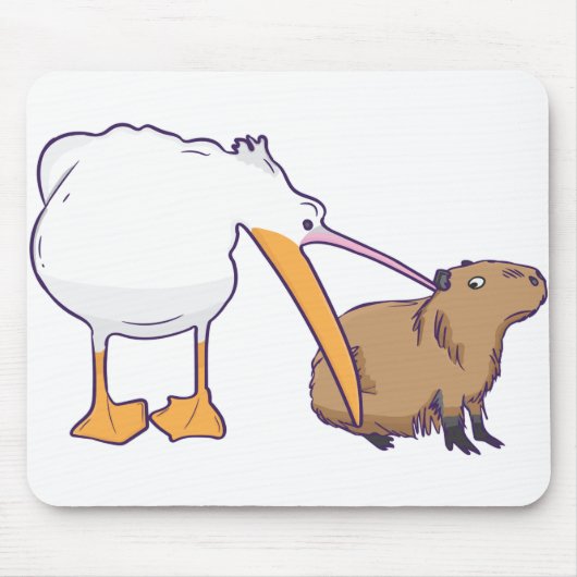 Pelican Tries Capybara Funny Niedlich Kawaii zu es Mousepad (Vorne)