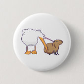 Pelican Tries Capybara Niedlich Kawaii essen Button (Vorderseite)