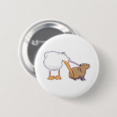 Pelican Tries Capybara Niedlich Kawaii essen Button (Vorne & Hinten)