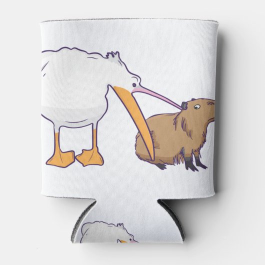 Pelican Tries Capybara Niedlich Kawaii essen Dosenkühler (Vorderseite)