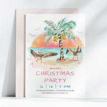 Pelican und Palm Tree Beach Weihnachtsfest Party