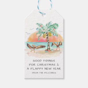 Pelican und Palm Tree Tropical Beach Weihnachten Geschenkanhänger