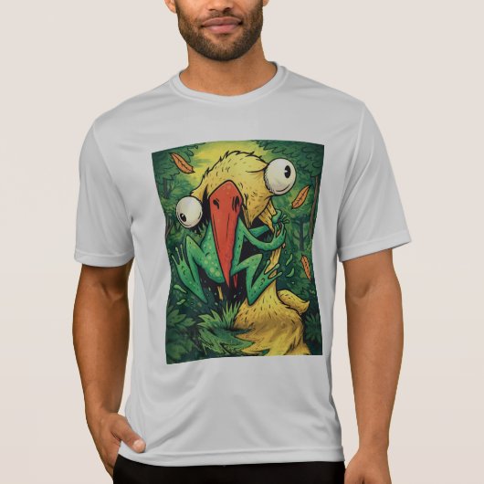 Pelican vs Frog Swamp Never Give Up Funny T-Shirt (Vorderseite)