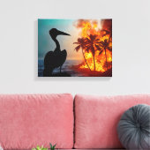Pelican Watching Tropical Wildfire Leinwanddruck (Insitu (Wohnzimmer))