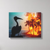 Pelican Watching Tropical Wildfire Leinwanddruck (Vorderseite)