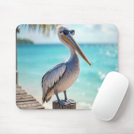 Pelican Wearing Sunglasses Mousepad (Mit Mouse)