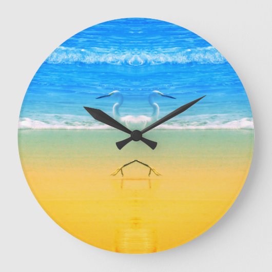 Pelicans Love On The Beach Große Wanduhr (Vorderseite)