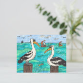 Pelicans Postkarte (Stehend Vorderseite)