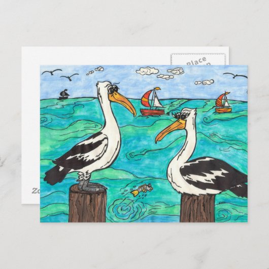 Pelicans Postkarte (Vorne/Hinten)