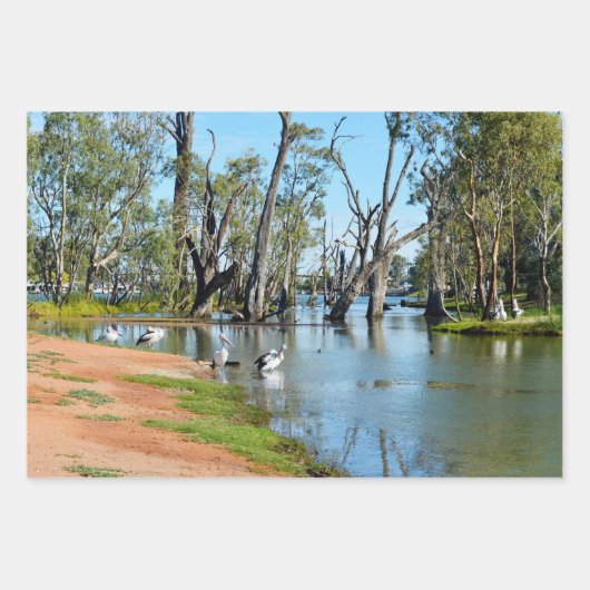 Pelicans Sunbaking River Murray, Gift Wrap Sheets Geschenkpapier Set (Vorderseite 2)