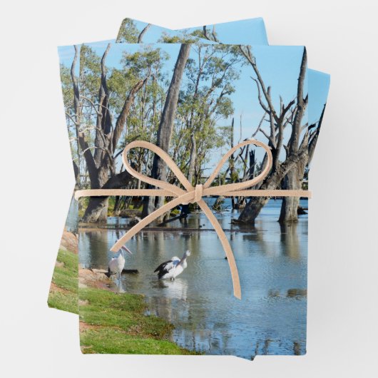 Pelicans Sunbaking River Murray, Gift Wrap Sheets Geschenkpapier Set (Beispiel)