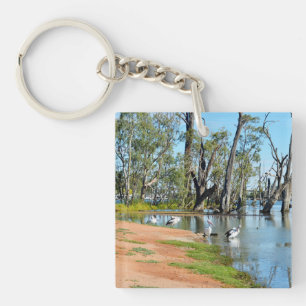 Pelicans Sunbaking River Murray, Keyring Schlüsselanhänger