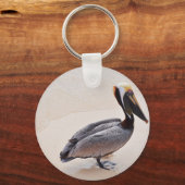 Pelikan am Strand Schlüsselanhänger (Vorderseite)