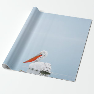 PELIKAN AUF BLAUEM WASSER GESCHENKPAPIER