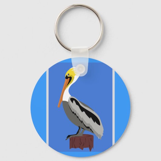 Pelikan auf dem Piling Schlüsselanhänger (Vorderseite)