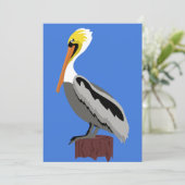 Pelikan auf der Piling Einladung (Stehend Vorderseite)