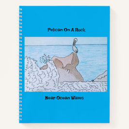 Pelikan auf einem Felsen in der Nähe von Ozeanwell Notizblock