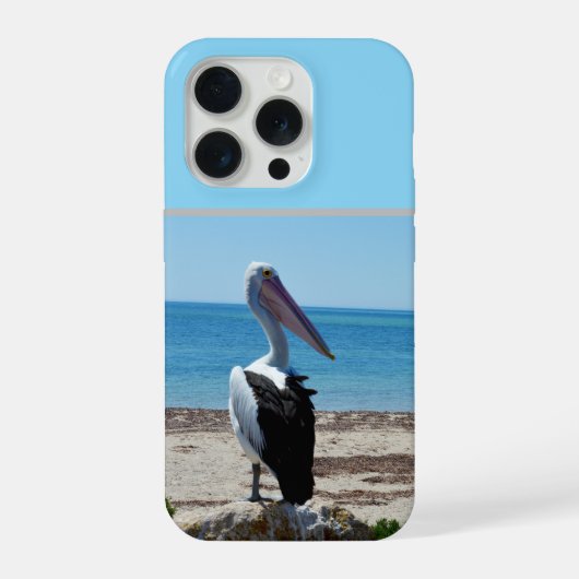 Pelikan auf Strandfelsen, iPhone Hülle (Rückseite)