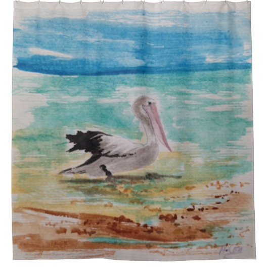 Pelikan Duschvorhang (Vorderseite)