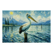 Pelikan, gekrönt über Wassermalerei Decoupage Poster (Vorderseite)