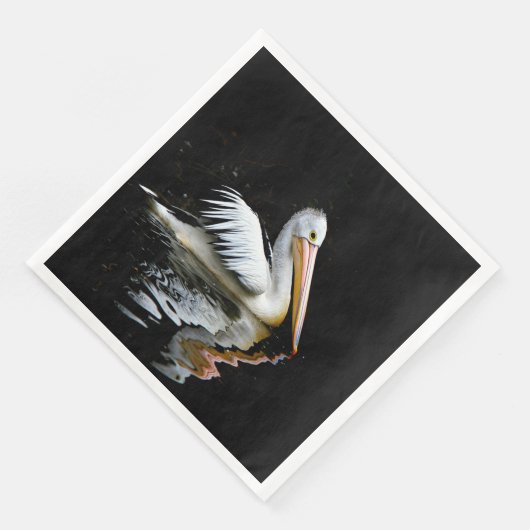 Pelikan, großer weißer Vogel, Serviette (Ecke)