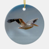 Pelikan im Flug Keramik Ornament (Vorne)