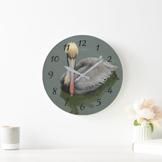 Pelikan in freier Wildbahn Große Wanduhr (Zuhause)