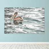 Pelikan in Wasser Leinwanddruck (Insitu (Holzboden))