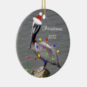 Pelikan mit Weihnachtslichtern Keramik Ornament (Rechts)