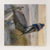 Pelikan mit Winterhut Puzzle (Horizontal)