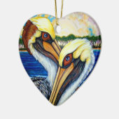 Pelikan-Paare Keramik Ornament (Links)