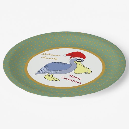 Pelikan-Sankt-Weihnachten Pappteller (Schrägansicht)