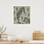 Pelikan und Frosch in Gesprächen (mit Papier) Poster (Küche)