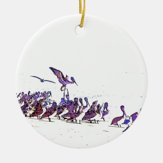 Pelikan-Vogel-Tier-Tier-Ozean Keramikornament (Vorne)