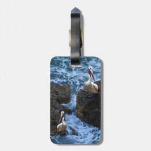 Pelikane auf Meeresgesteinen, Gepäckanhänger